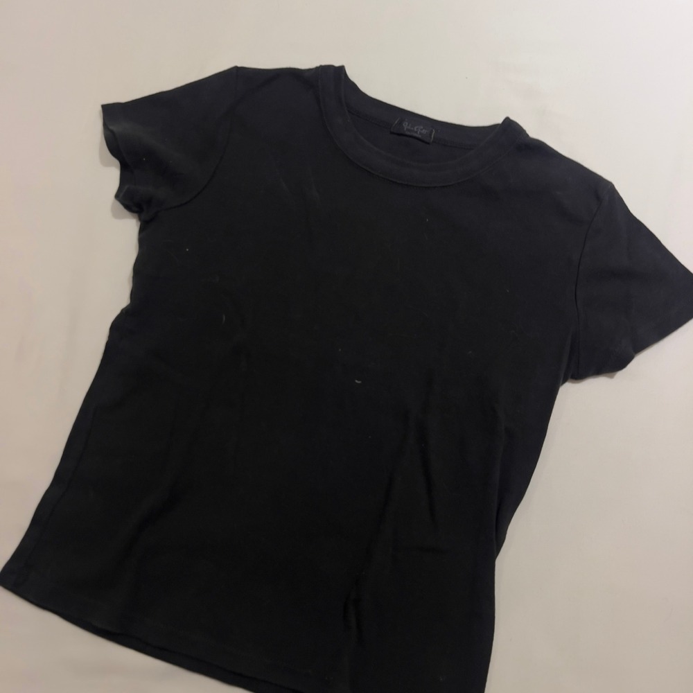 John Galt Brandy Melville Black Short Sleeve Crewneck T-Shirt Basic Tee